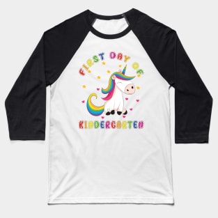 Cutesy Unicorn | First Day Kindergarten Baseball T-Shirt